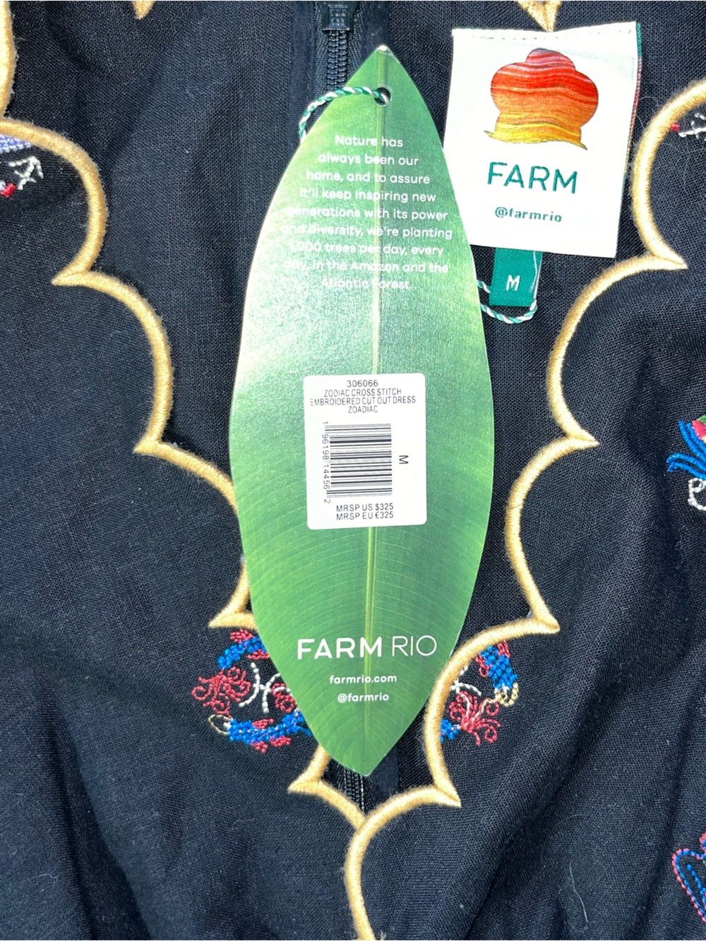 NWT Farm Rio Zodiac Cross Stitch Cut Out Dress Size Medium - Picture 7 of 10